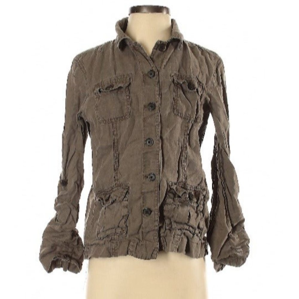 Ann Taylor Linen Utility Cargo Jacket S - Picture 3 of 3